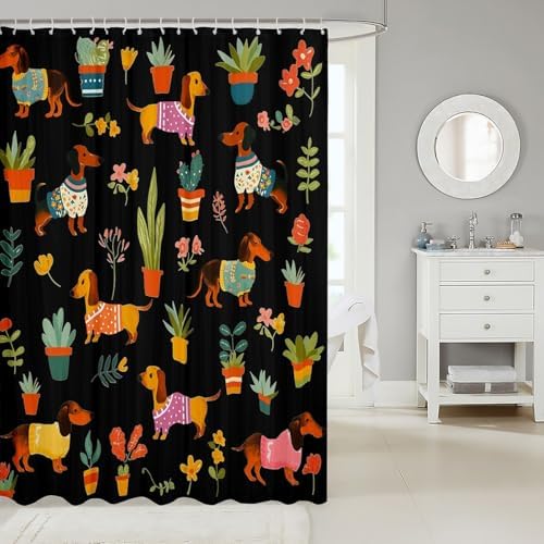 Erosebridal Sausage Dog Shower Curtain Set 1