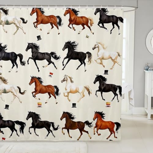 Feelyou Horse Shower Curtain Set 72x78 Galloping
