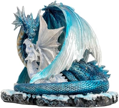 Fantasy Dragon Fairy Figurine Set - Mystic White Dragon Resin Decor