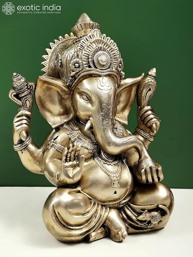 Brass Ganesha Statue 125 Inch Divine Home Office Decor