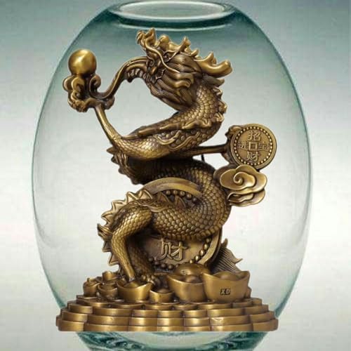 Ecqizer Wealth Dragon Feng Shui Decor Statue 1