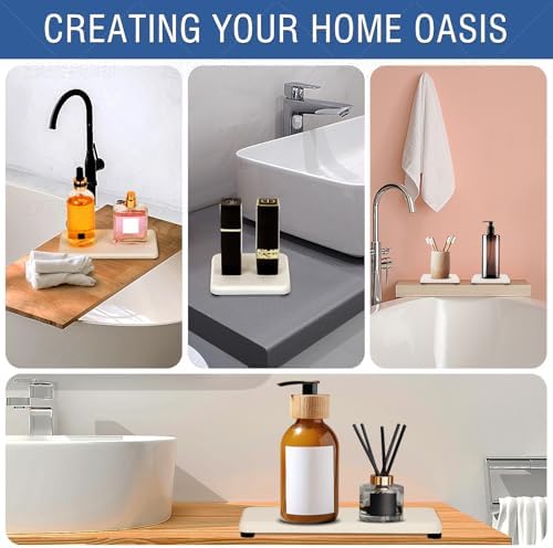 4PCS Water Absorbing Stone Tray for Bathroom and Kitchen