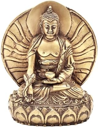 Medicine Buddha Brass Statue 5-Inch Spiritual Decor