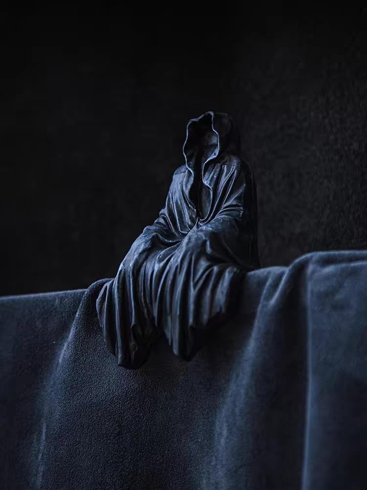 Grim Reaper Statue Bookshelf Decor Halloween Gothic Figurine
