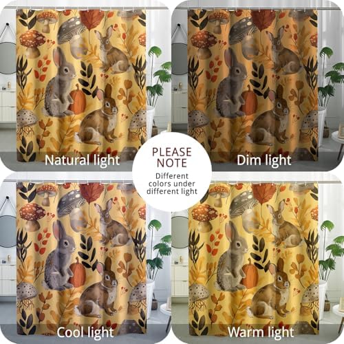 GDHBLING Fall Cartoon Rabbit Shower Curtain Set with 12 Hooks 1