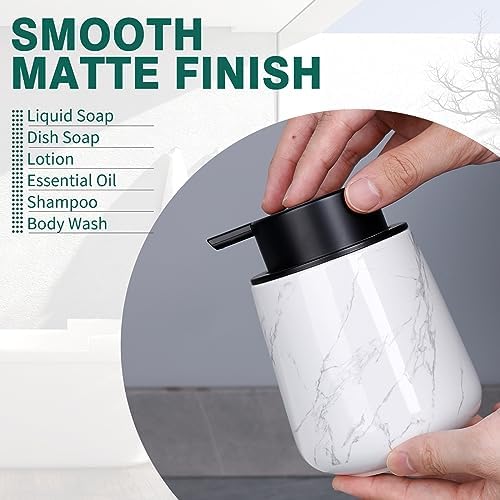 Bosilunlife Ceramic Soap Dispenser - 12Oz Refillable Bathroom Kitchen Pump Holder