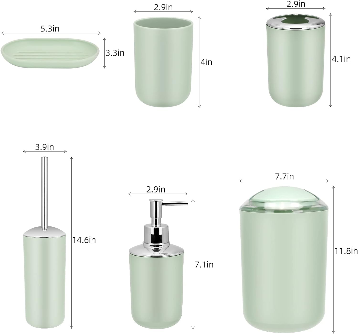 IMAVO 7-Piece Grey Bathroom Accessories Set