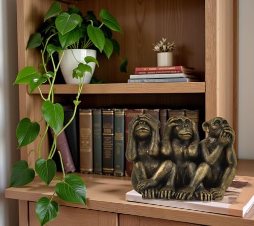 3 Wise Monkeys Statue for Home Decor - Bronze Figurine