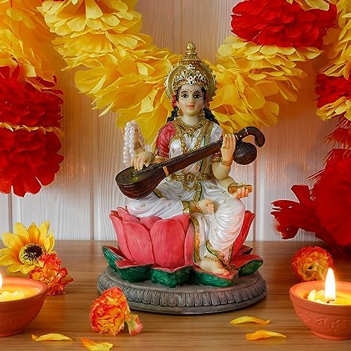 Hindu Goddess Saraswati Statue 86 Inch Handmade Decor