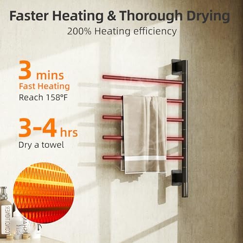 PBhusri Electric Towel Warmer with Rotating Rack and Timer