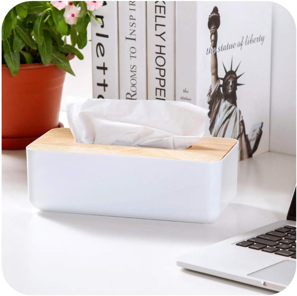 Wooden Tissue Box Holder with Cover for Bathroom Vanity