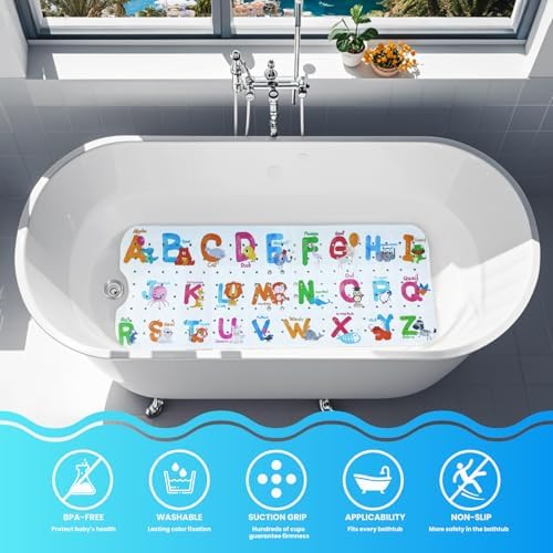 Linoows Baby Bath Mat with Cartoon Design and Suction Cups