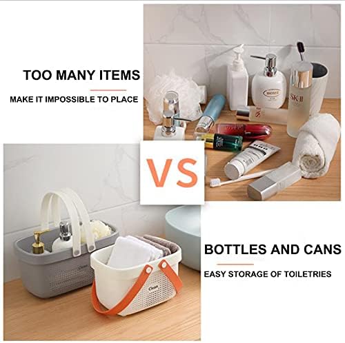 JiatuA Gray Plastic Storage Basket with Handle