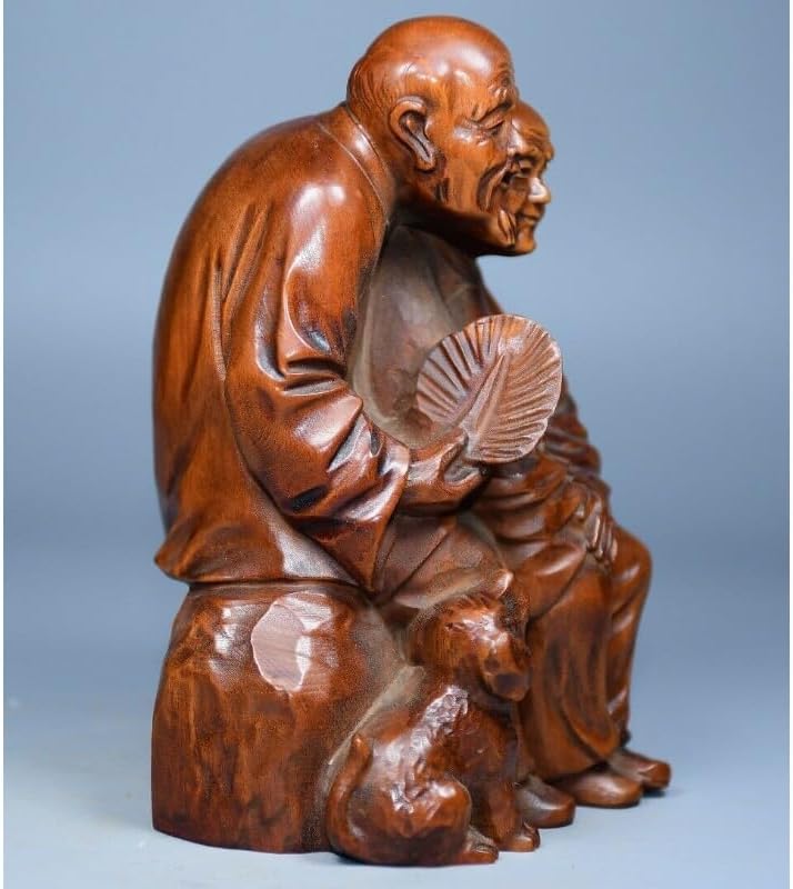 Boxwood Meditating Woman Statue Handcrafted Decor