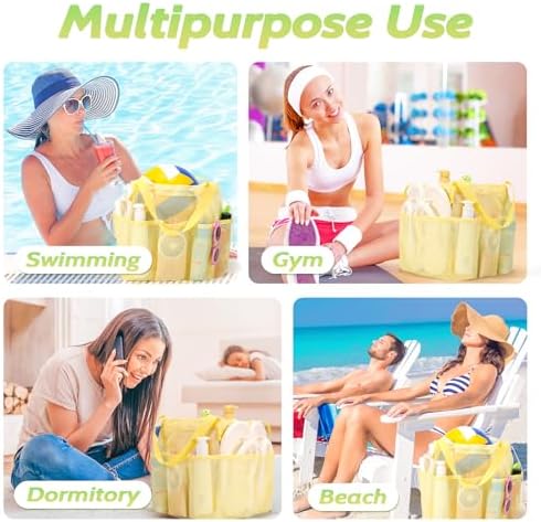 Mesh Shower Caddy Portable with Drawstring - Yellow
