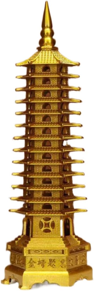 Ecqizer Brass Wenchang Pagoda Tower Desk Sculpture