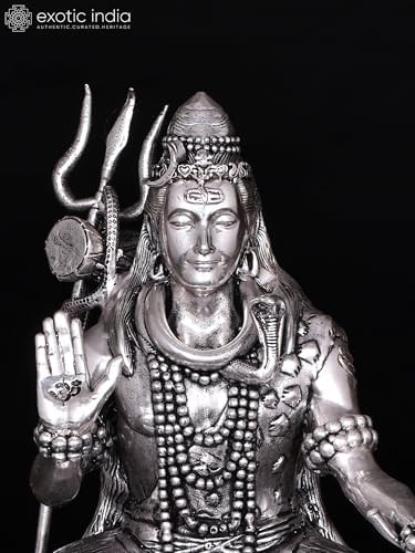 Superfine Silver Plated Lord Shiva Brass Statue for Pooja