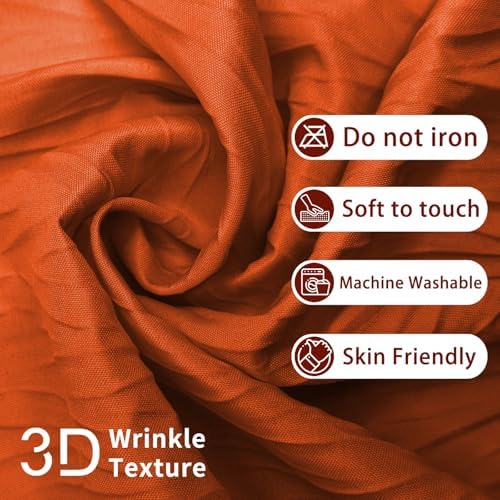 Tititex Vibrant Orange Burnt Ochre Crumpled Shower Curtain 72x72 Inch