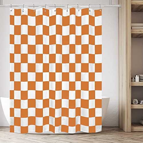 Tititex Aesthetic Checkerboard Shower Curtain Set 71x71 Inch with 12 Hooks
