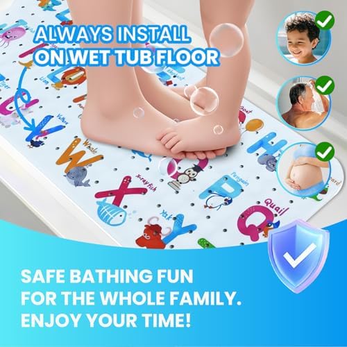 Linoows Baby Bath Mat with Cartoon Design and Suction Cups
