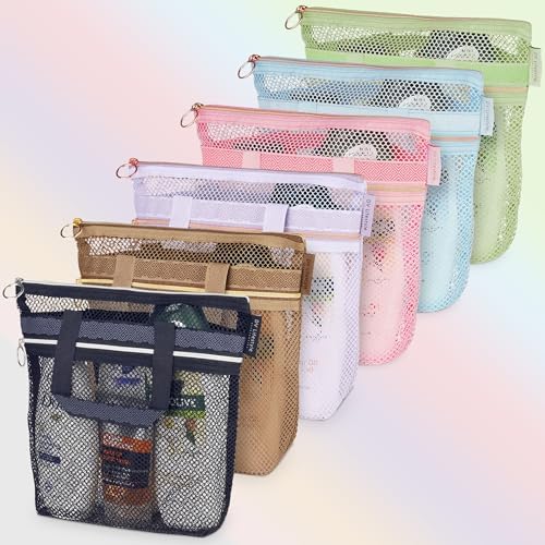 DV Lifestyle Mesh Shower Bag - Quick Dry Caddy with Zipper 2 Pockets