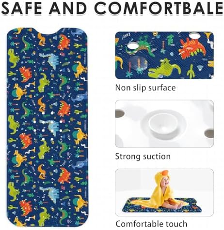 Britown Baby Bath Mat with Dino Design 40x16 Inch