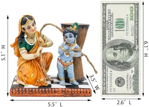 Maa Yashoda Binding Krishna Murti Statue - 51 Hand Painted Polystone