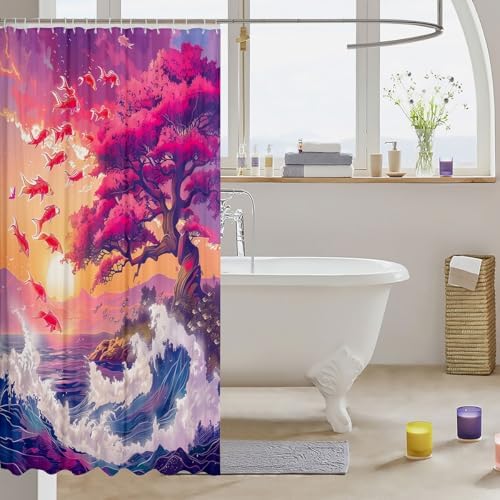 Koi Fish Japanese Ukiyo-E Shower Curtain Set