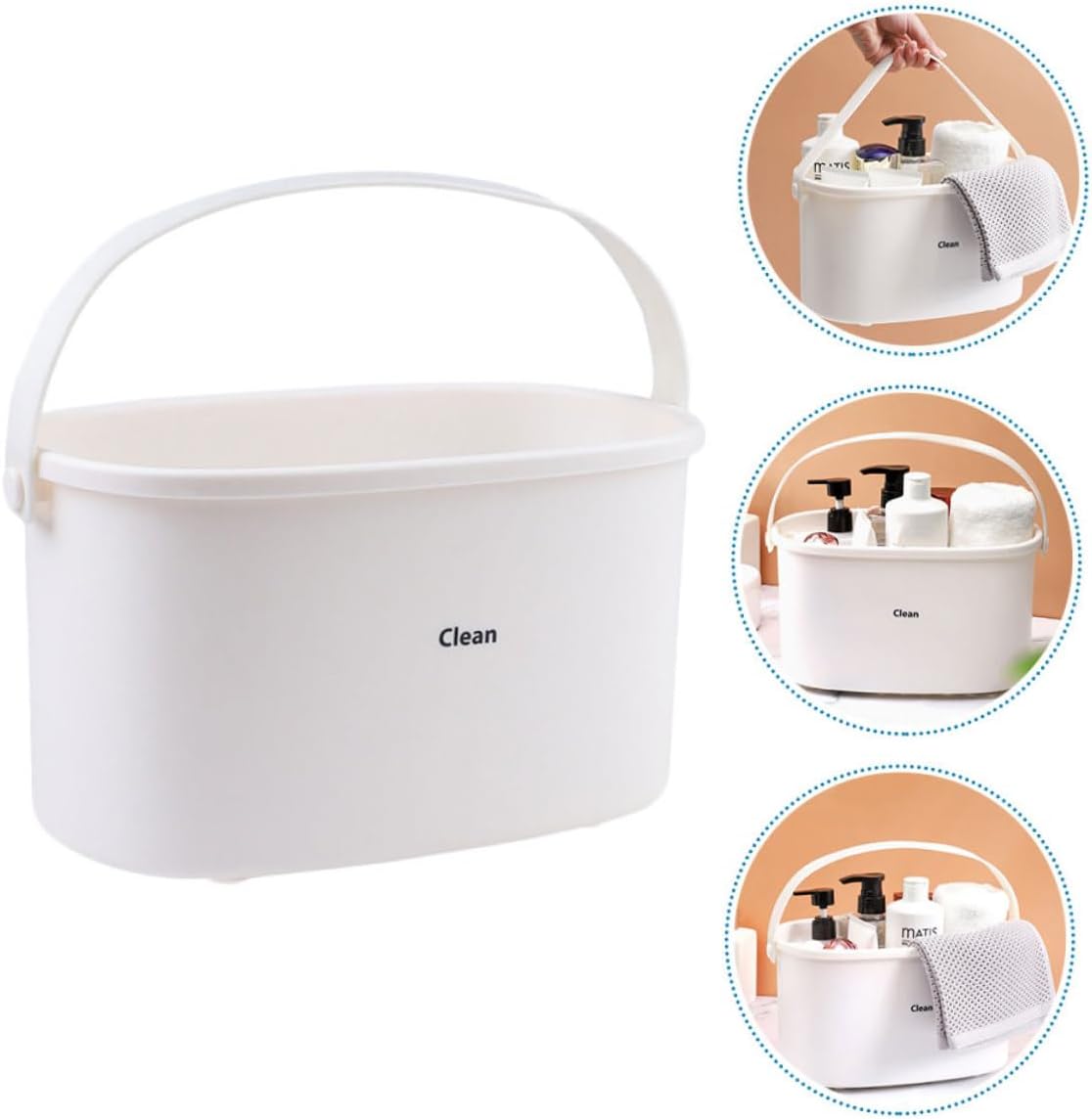 BESTOYARD 1Pc White Plastic Shower Basket with Handle
