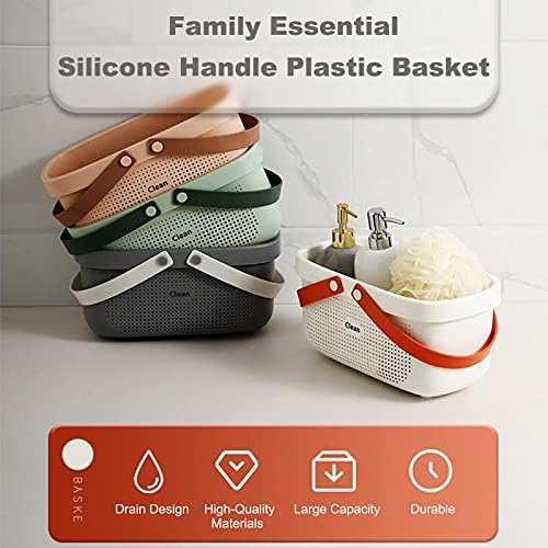 JiatuA Gray Plastic Storage Basket with Handle