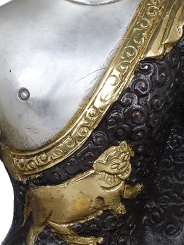 Brass Buddha Touching Earth Statue 8 Inch