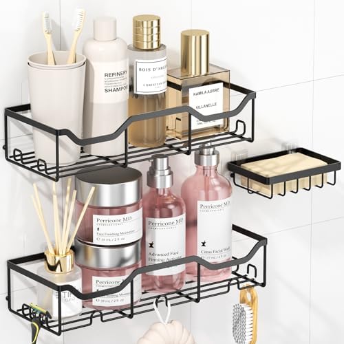 ASTOFLI 4-Pack Shower Caddy Set with 16 Hooks