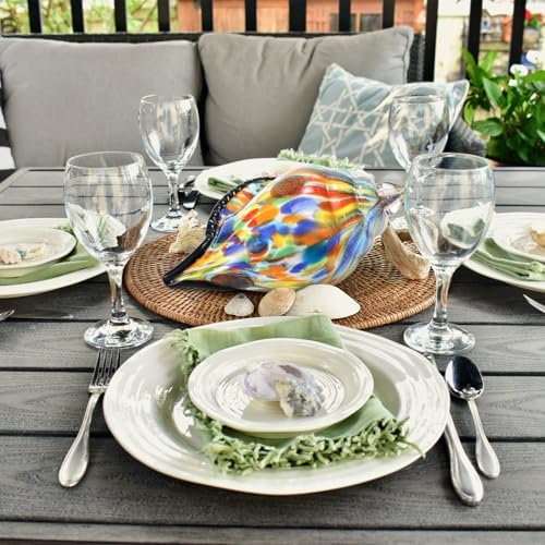 TOPZEA Handmade Glass Conch Statue Crystal Sea Shell Decor
