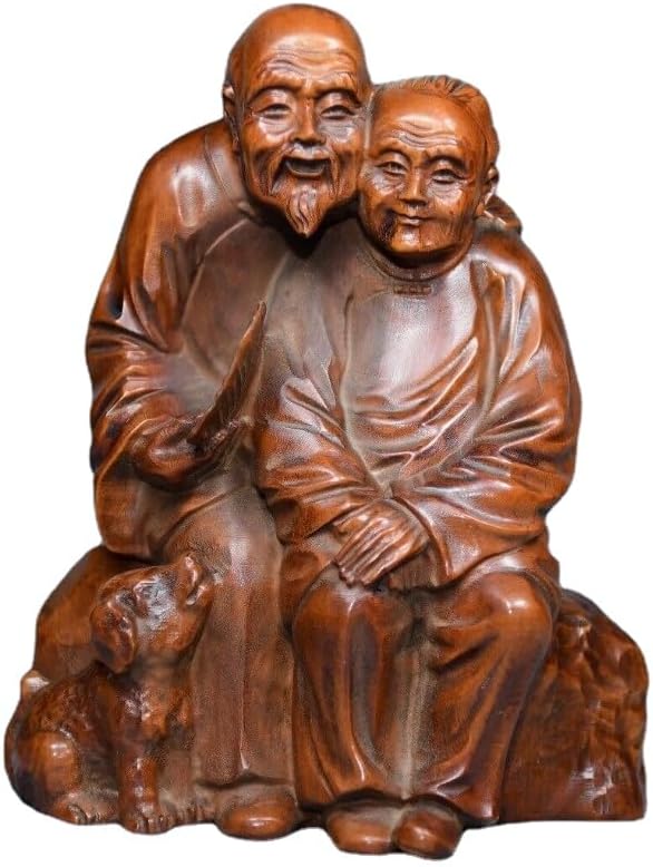 Boxwood Meditating Woman Statue Handcrafted Decor
