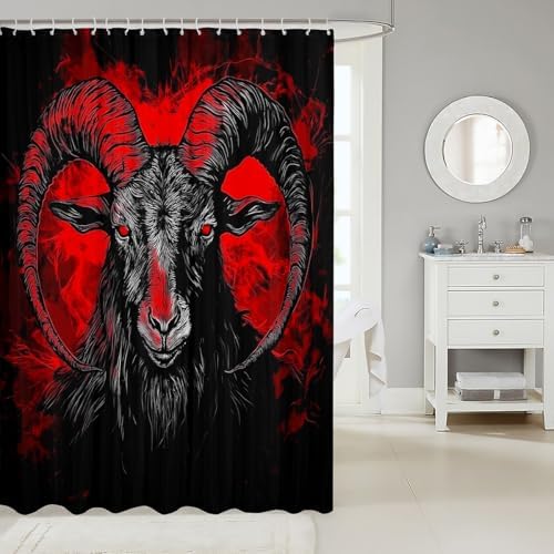 Jejeloiu Goat Head Bath Curtain Set 84 L x 72 W