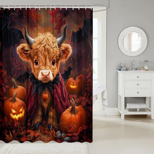 Erosebridal Halloween Pumpkin Shower Curtain Set 72x72