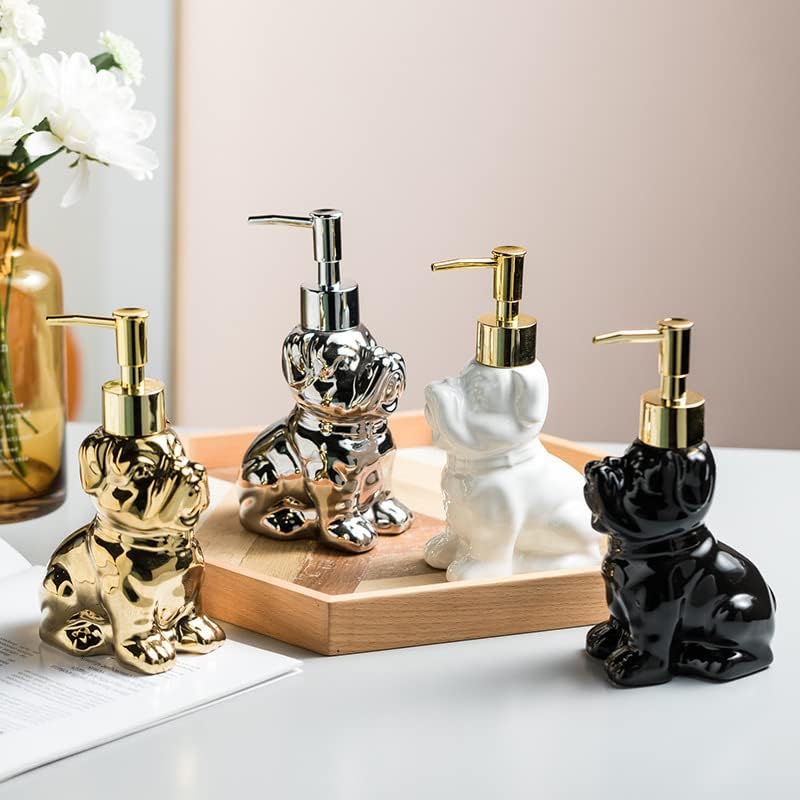 Black Dog Shape Ceramic Soap Dispenser with Pump