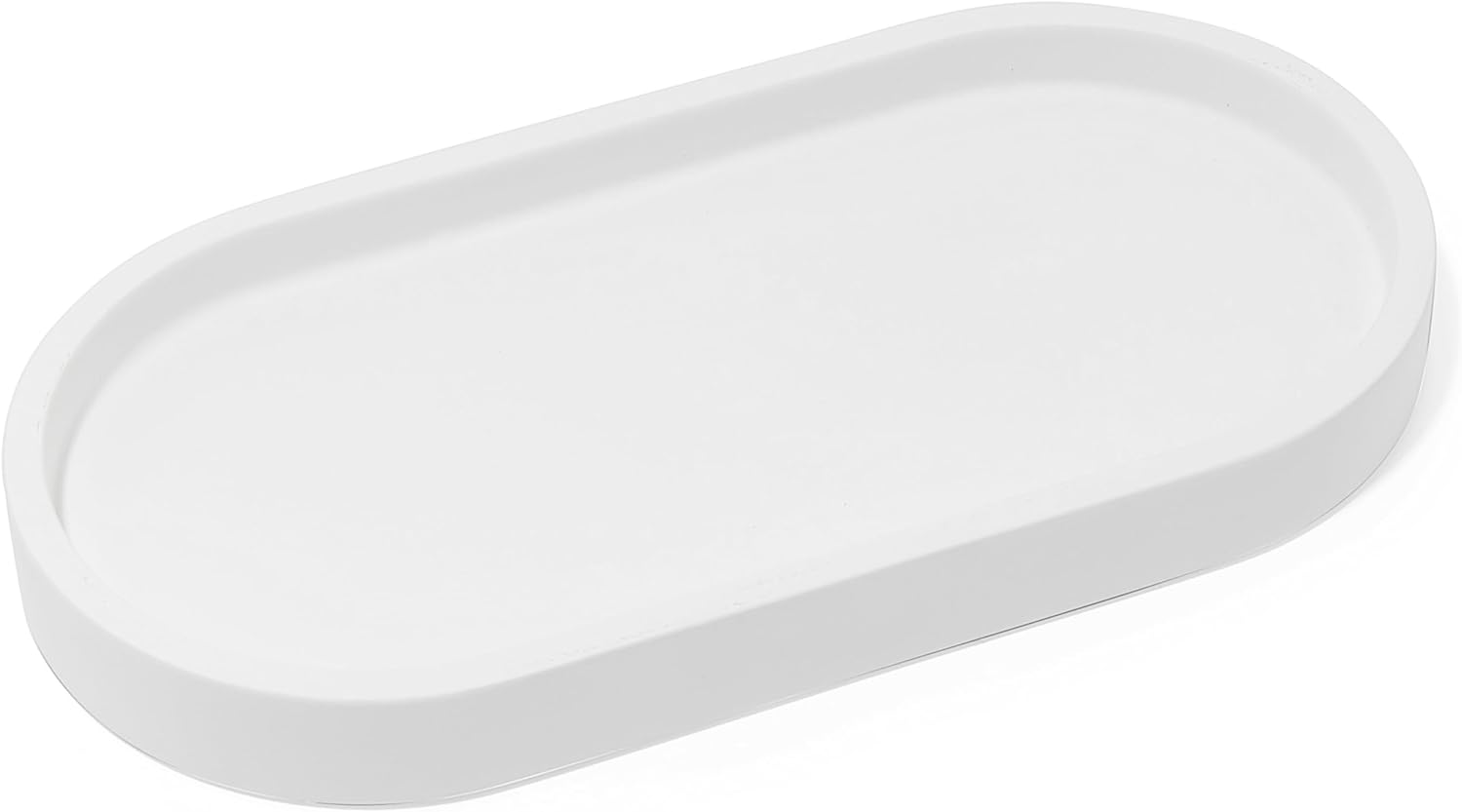 Matte White Round Soap Dispenser Tray Holds 2 Bottles