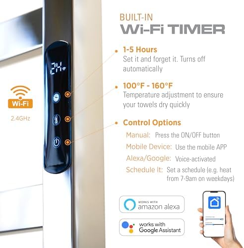 Brandon Basics Wall Mounted Electric Towel Warmer with Wi-Fi Timer