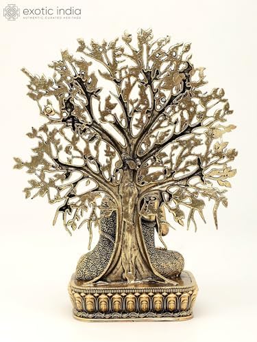 Exotic India Superfine Buddha Brass Statue - 6 Inch Zen Decor
