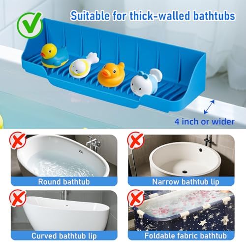 Bath Splash Guard with 6 Suction Cups - Kids Play Shelf Organizer Blue