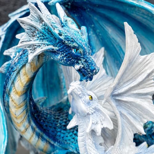 Fantasy Dragon Fairy Figurine Set - Mystic White Dragon Resin Decor
