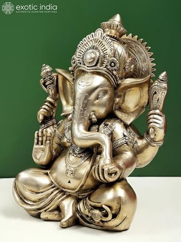 Brass Ganesha Statue 125 Inch Divine Home Office Decor