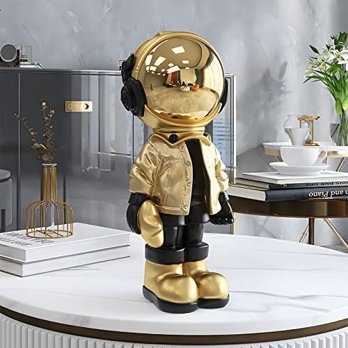 EZ4ENCE Astronaut Statue Gold Black Metal Decor