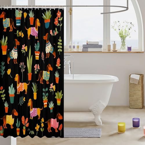 Erosebridal Sausage Dog Shower Curtain Set 1