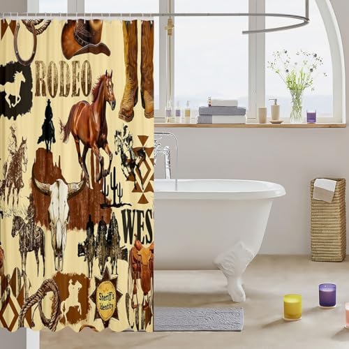 Feelyou Western Horse Bath Curtain Set for Kids 1