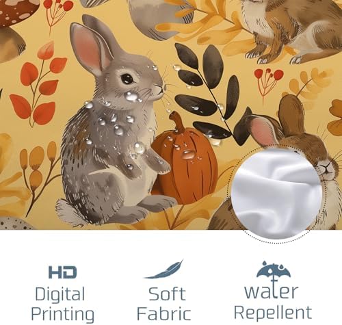 GDHBLING Fall Cartoon Rabbit Shower Curtain Set with 12 Hooks 1