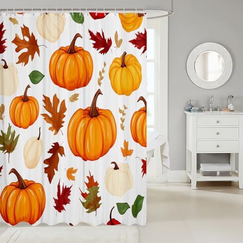 Feelyou Pumpkin Bath Curtain Set for Kids 72x72