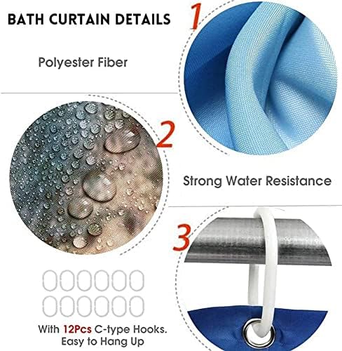 DDS-DUDES 4Pcs Christmas Shower Curtain Set with 12 Hooks