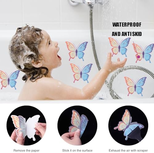 Secopad 20 PCS Non Slip Butterfly Bathtub Stickers